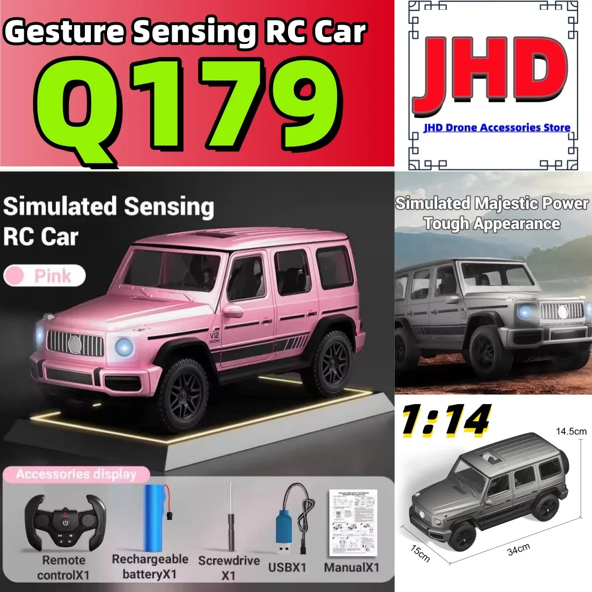 JHD Car 2025 New JJRC Q179 RC Car Gesture Sensing 1:14 Simulation Model Benz 4WD Control Off-raod Climbing JJRC Q179 Toy Car
JHD Car 2025 New JJRC Q179 RC Car Gesture Sensing 1:14 Simulation Model Benz 4WD Control Off-raod Climbing JJRC Q179 Toy Car