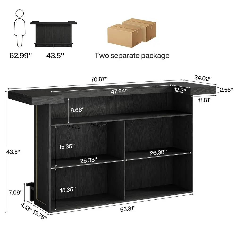 4Tier Bar Table, 70.9Inch Large Wooden Home Bar Unit with Wine Glass Holder and Black Footrest, Pub Table with Storage Shelves
4Tier Bar Table, 70.9Inch Large Wooden Home Bar Unit with Wine Glass Holder and Black Footrest, Pub Table with Storage Shelves