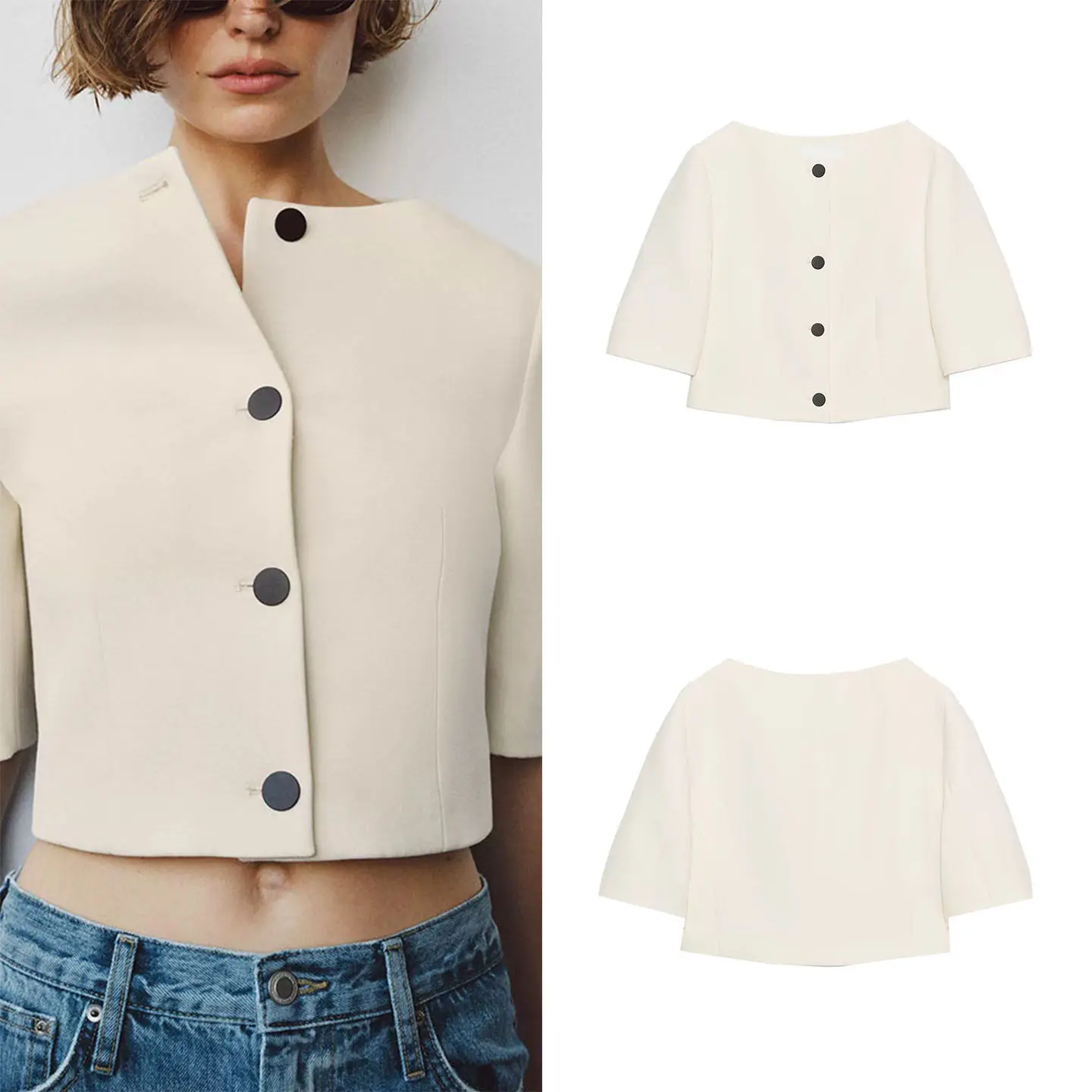 Fashionable Short Sleeve Button up Shirt Women's Outerwear 2026 New Summer Commute Style Standard Fit Ladies' Coat
Fashionable Short Sleeve Button up Shirt Women's Outerwear 2026 New Summer Commute Style Standard Fit Ladies' Coat