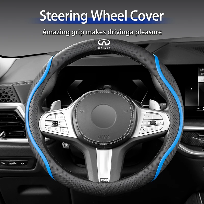 Car Steering Wheel Cover Circular Leather Steering Wheel Protective Shell For Infiniti Q50 FX35 JX35 G25 G37 FX50 EX35 EX25 ESQ
Car Steering Wheel Cover Circular Leather Steering Wheel Protective Shell For Infiniti Q50 FX35 JX35 G25 G37 FX50 EX35 EX25 ESQ