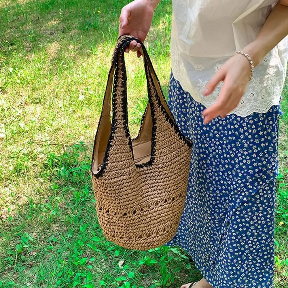 Sweet Large Capacity Lafite Straw Bag Fashion Handmade Grass Woven Bag Simple Bucket Weave Tote Bag Girls
Sweet Large Capacity Lafite Straw Bag Fashion Handmade Grass Woven Bag Simple Bucket Weave Tote Bag Girls