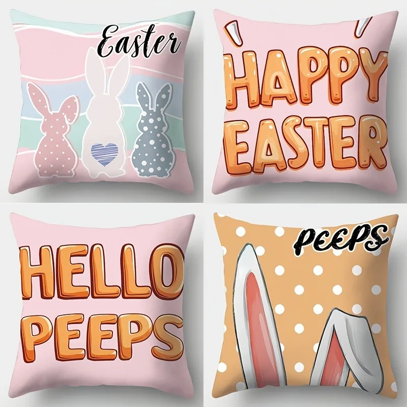 Cute Easter Bunny Pillowcase: "Happy Easter" & "Hello Peeps" Pattern Decorative Pillow Cover
Cute Easter Bunny Pillowcase: "Happy Easter" & "Hello Peeps" Pattern Decorative Pillow Cover