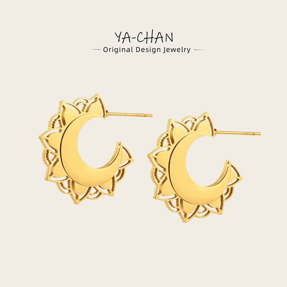 YACHAN Trendy Metal Stainless Steel C-Shaped Hoop Earrings for Women Geometric PVD 18K Gold Plated Waterproof Jewelry
YACHAN Trendy Metal Stainless Steel C-Shaped Hoop Earrings for Women Geometric PVD 18K Gold Plated Waterproof Jewelry