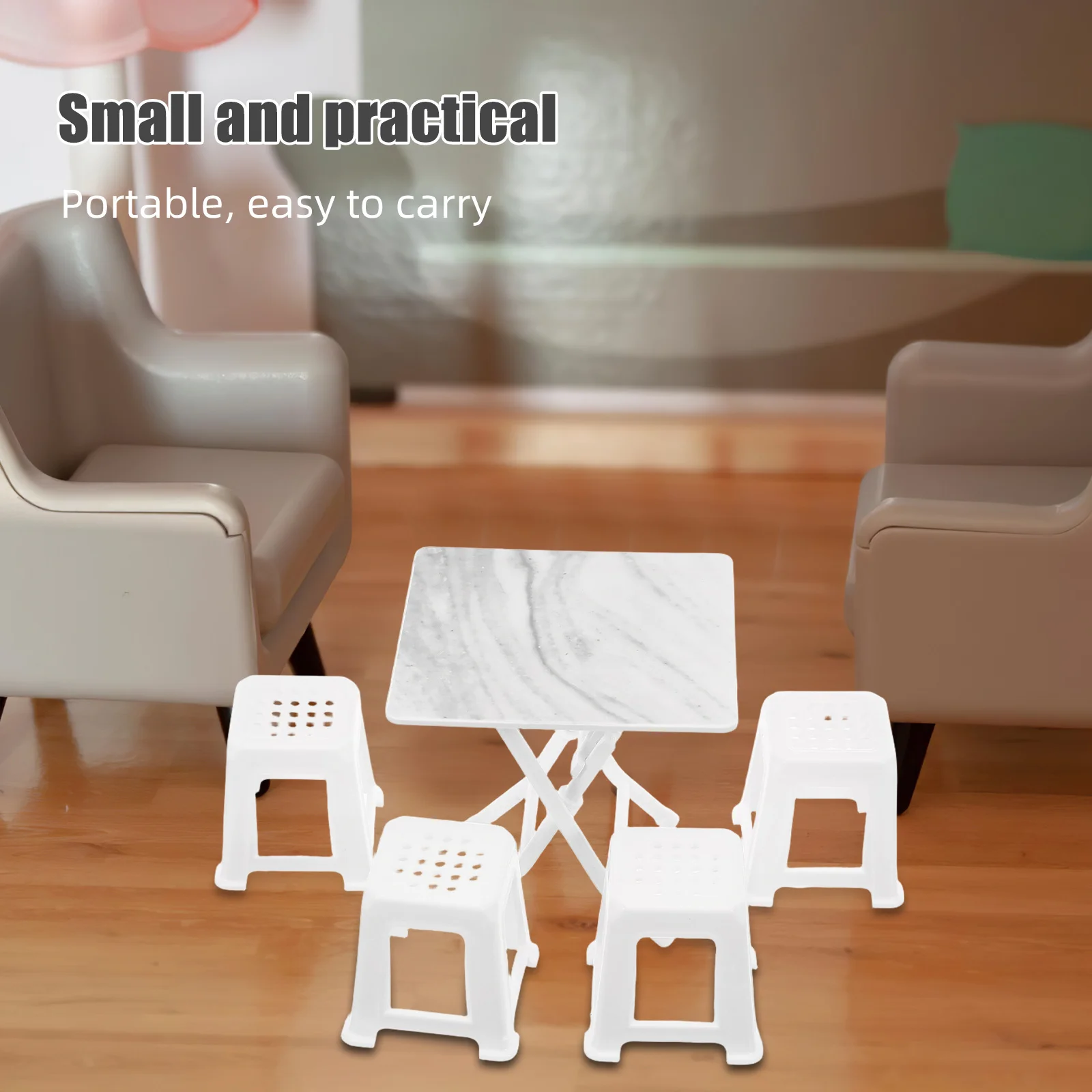 1Set Dollhouse Miniature Furniture Dining Table Chairs Mini Table Ornament Creative Layout Compact Plastic Accessories
1Set Dollhouse Miniature Furniture Dining Table Chairs Mini Table Ornament Creative Layout Compact Plastic Accessories