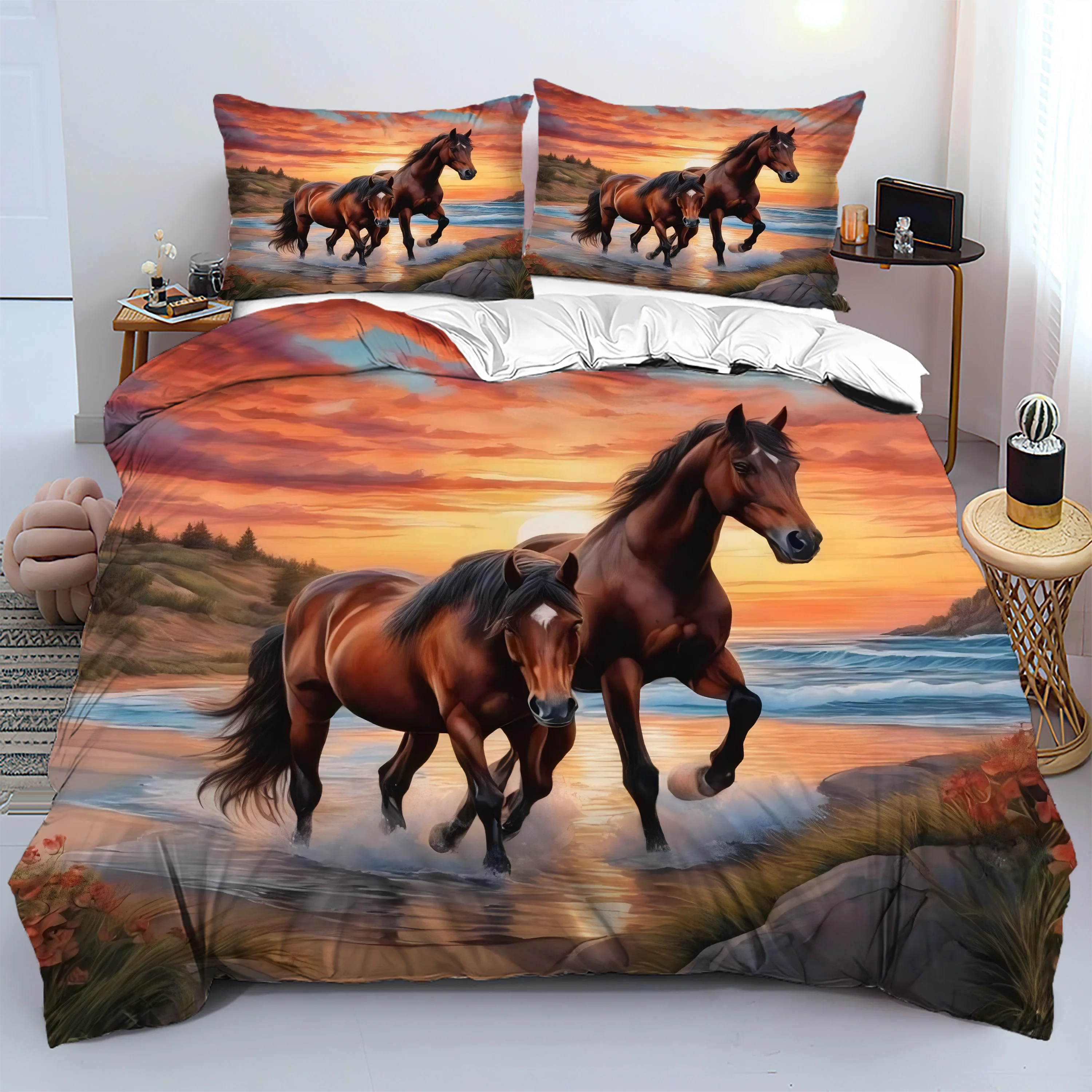 Sunset Horses Pattern 3D Printed Bedding Set Luxury Home Textiles Quilt Cover Soft Comfortable Polyester Duvet Cover Pillowcases
Sunset Horses Pattern 3D Printed Bedding Set Luxury Home Textiles Quilt Cover Soft Comfortable Polyester Duvet Cover Pillowcases