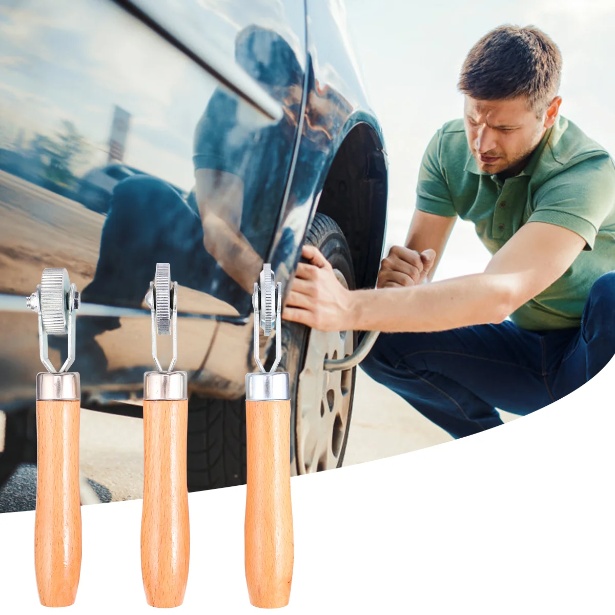 3 PCS/Set Roller Scroll Wheel Compaction Tire Repair Stitch Pressure Bamboo Wooden Car Tool
3 PCS/Set Roller Scroll Wheel Compaction Tire Repair Stitch Pressure Bamboo Wooden Car Tool