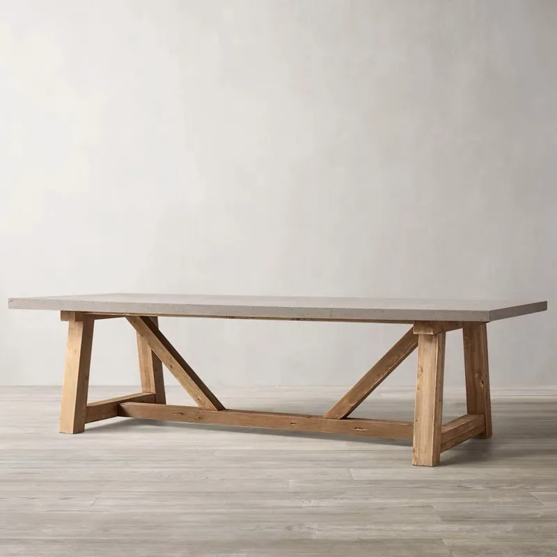 Nordic retro imitation cement color dining table wabi wind solid wood desk desk log large board negotiation table workbench 
Nordic retro imitation cement color dining table wabi wind solid wood desk desk log large board negotiation table workbench