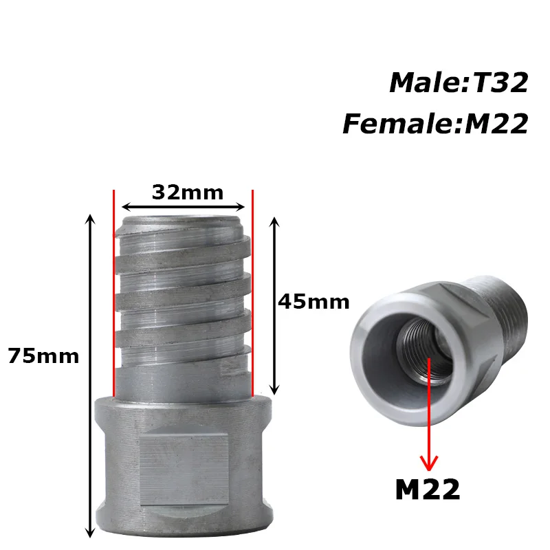 DONGXIN 1 Pcs Thread Adapter for Diamond Drill Core Bits Male M22 to Female T32 Connection Convertor Construction Tools
DONGXIN 1 Pcs Thread Adapter for Diamond Drill Core Bits Male M22 to Female T32 Connection Convertor Construction Tools