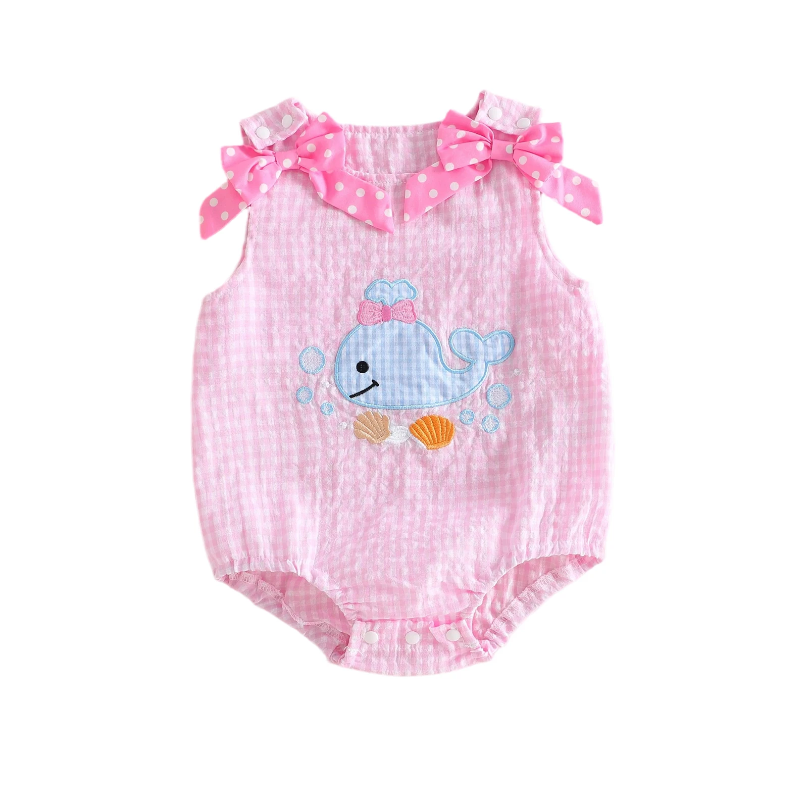 Baby Girl Overalls Sleeveless Bow Plaid Embroidery Whale Romper Summer Bodysuit for Casual Daily
Baby Girl Overalls Sleeveless Bow Plaid Embroidery Whale Romper Summer Bodysuit for Casual Daily