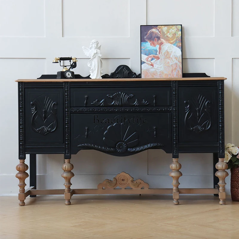 American storage locker solid wood porch table antique French black light luxury retro
American storage locker solid wood porch table antique French black light luxury retro
