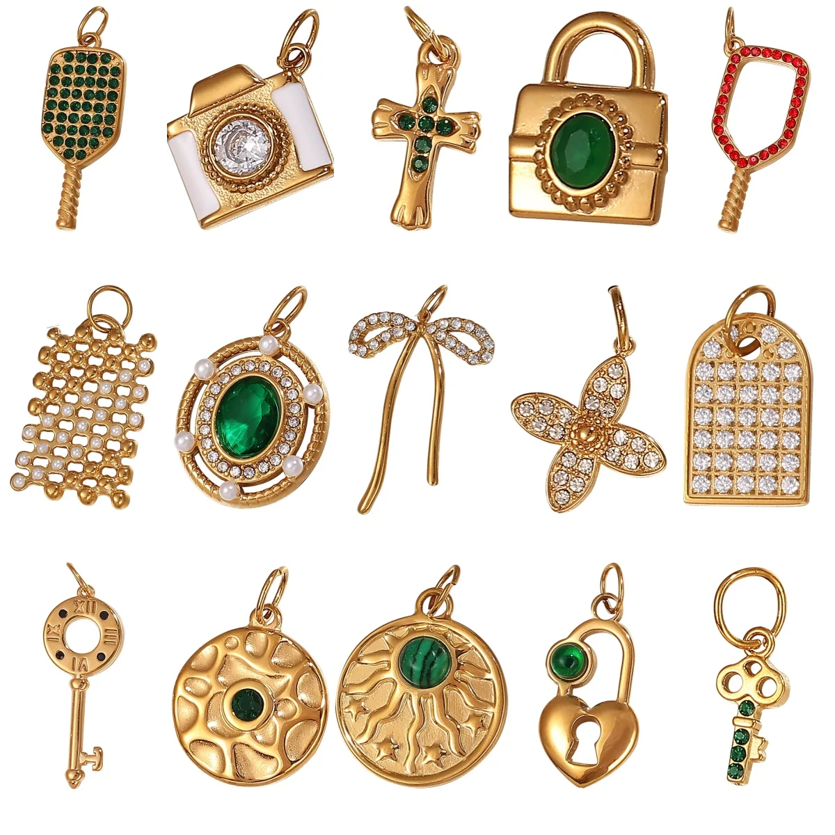 Stainless steel diamond geometric pendant emerald tennis racket cross diy bag keychain accessories for women acier inoxydable 
Stainless steel diamond geometric pendant emerald tennis racket cross diy bag keychain accessories for women acier inoxydable