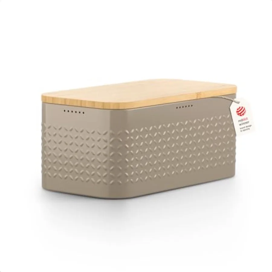 Bread Box I Metal bread box for long lasting freshness with non-slip pads I Baked goods Bin with bamboo lid usable as cutting b
Bread Box I Metal bread box for long lasting freshness with non-slip pads I Baked goods Bin with bamboo lid usable as cutting b