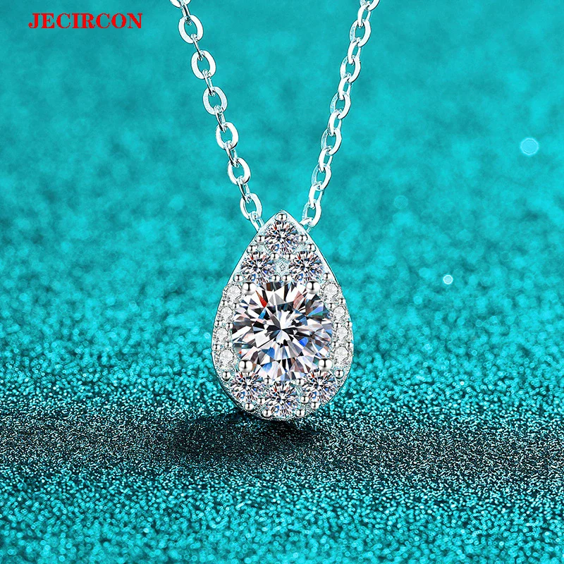 JECIRCON S925 Sterling Silver 1ct Moissanite Necklace for Women Teardrop Pendant Clavicle Chain Elegant Daily Versatile Jewelry
JECIRCON S925 Sterling Silver 1ct Moissanite Necklace for Women Teardrop Pendant Clavicle Chain Elegant Daily Versatile Jewelry