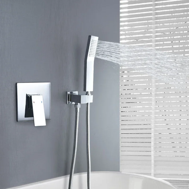Square Solid Brass Hand Held Shower Head With Wall Connector and Hose Set Bathroom Concealed Valve Chrome Plating Shower Faucet
Square Solid Brass Hand Held Shower Head With Wall Connector and Hose Set Bathroom Concealed Valve Chrome Plating Shower Faucet