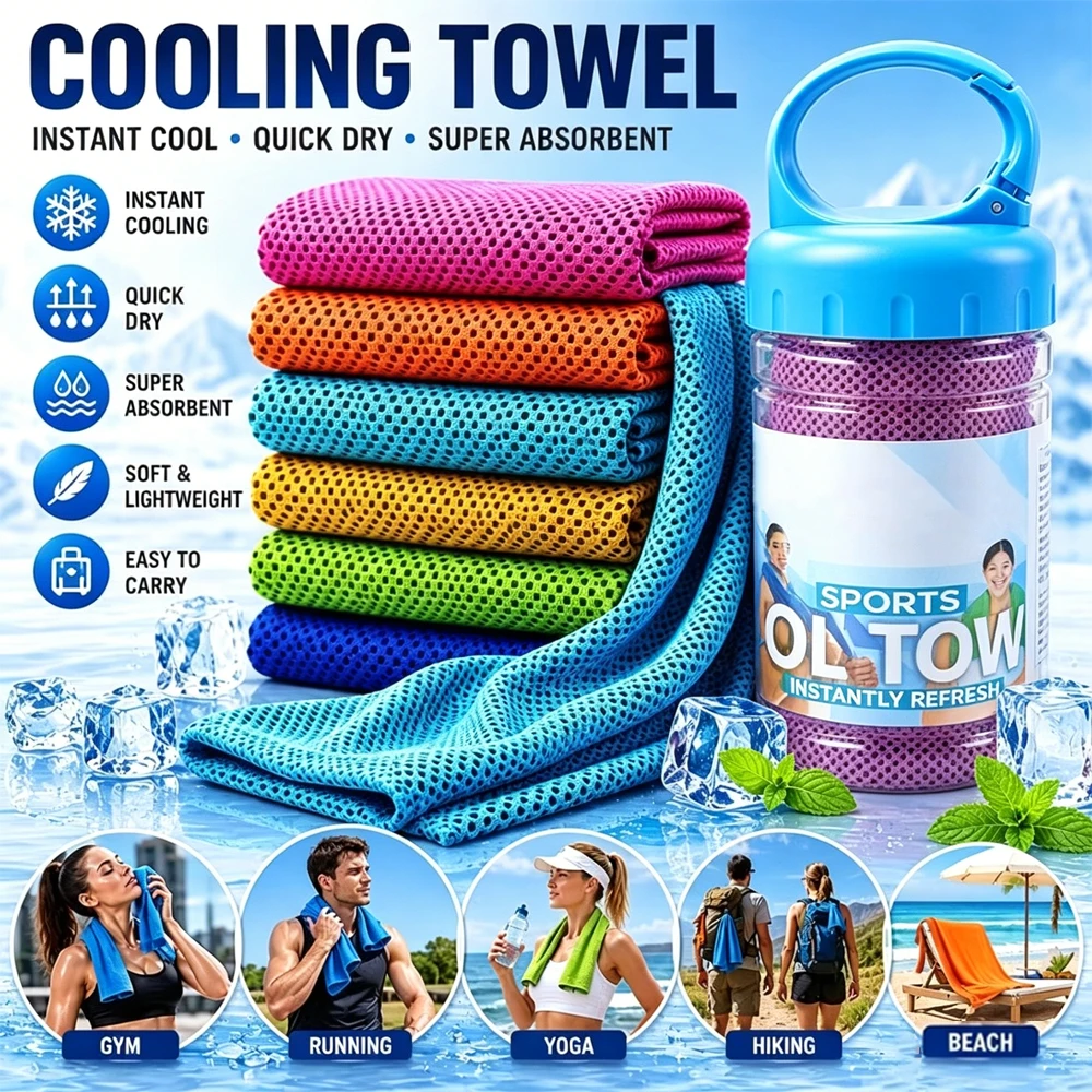 30*80cm Portable Bottle Mounted Quick Dry Towel Gym Sports Sweat Absorbent Cold Sensation Fast Ice Towel Swimming Beach Towels
30*80cm Portable Bottle Mounted Quick Dry Towel Gym Sports Sweat Absorbent Cold Sensation Fast Ice Towel Swimming Beach Towels
