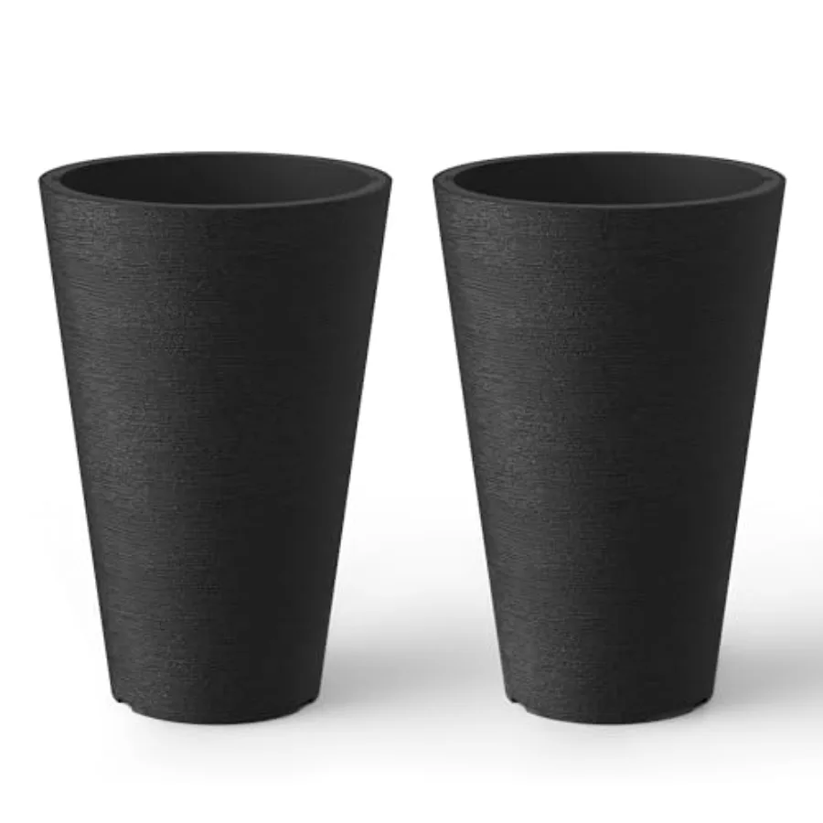 Two 13-inch tall round planters, weather-resistant for indoor, outdoor, garden and patio
Two 13-inch tall round planters, weather-resistant for indoor, outdoor, garden and patio