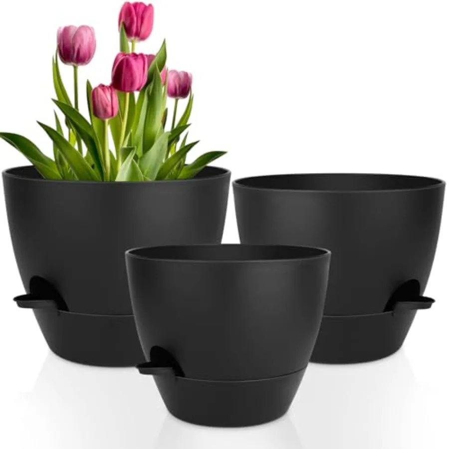 Plant Pots Self Watering Pots, Set of 3 Plastic Planters with Drainage Holes and Saucers, Plastic Flower Pots, Nursery Planting
Plant Pots Self Watering Pots, Set of 3 Plastic Planters with Drainage Holes and Saucers, Plastic Flower Pots, Nursery Planting