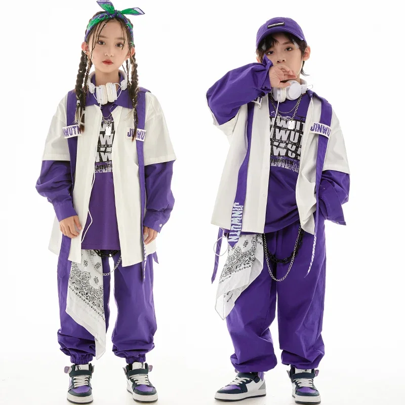 2023 Jazz Dance Clothes Girls Hip Hop Costume Loose Coat Purple Pants Boys Breaking Street Dance Outfit Long Sleeves Suit L11600
2023 Jazz Dance Clothes Girls Hip Hop Costume Loose Coat Purple Pants Boys Breaking Street Dance Outfit Long Sleeves Suit L11600