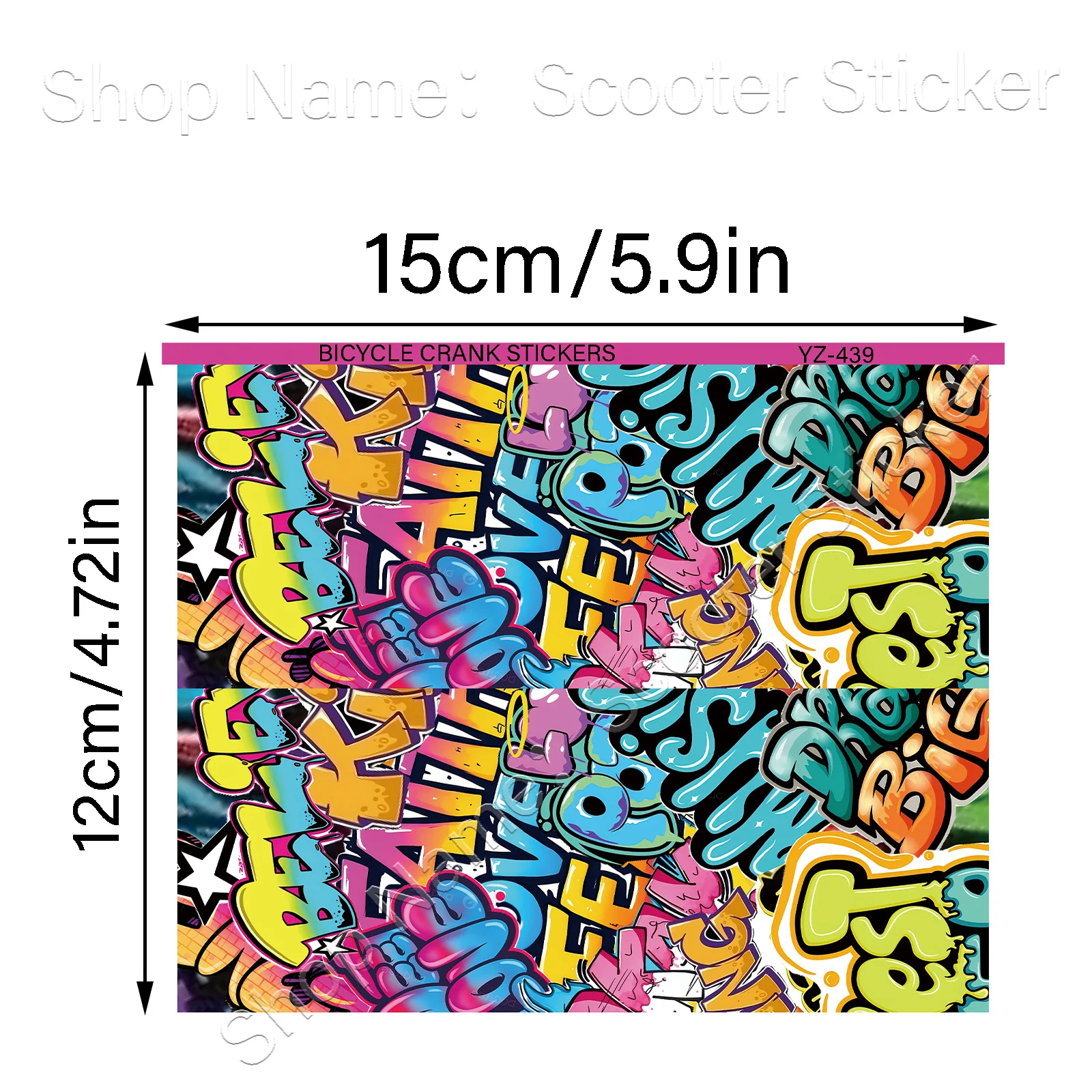 1 Pair Colorful Bubble Letter Street Graffiti Crank Arm Stickers, Waterproof Removable Hip Hop Style Decals for Bike Crankset
1 Pair Colorful Bubble Letter Street Graffiti Crank Arm Stickers, Waterproof Removable Hip Hop Style Decals for Bike Crankset