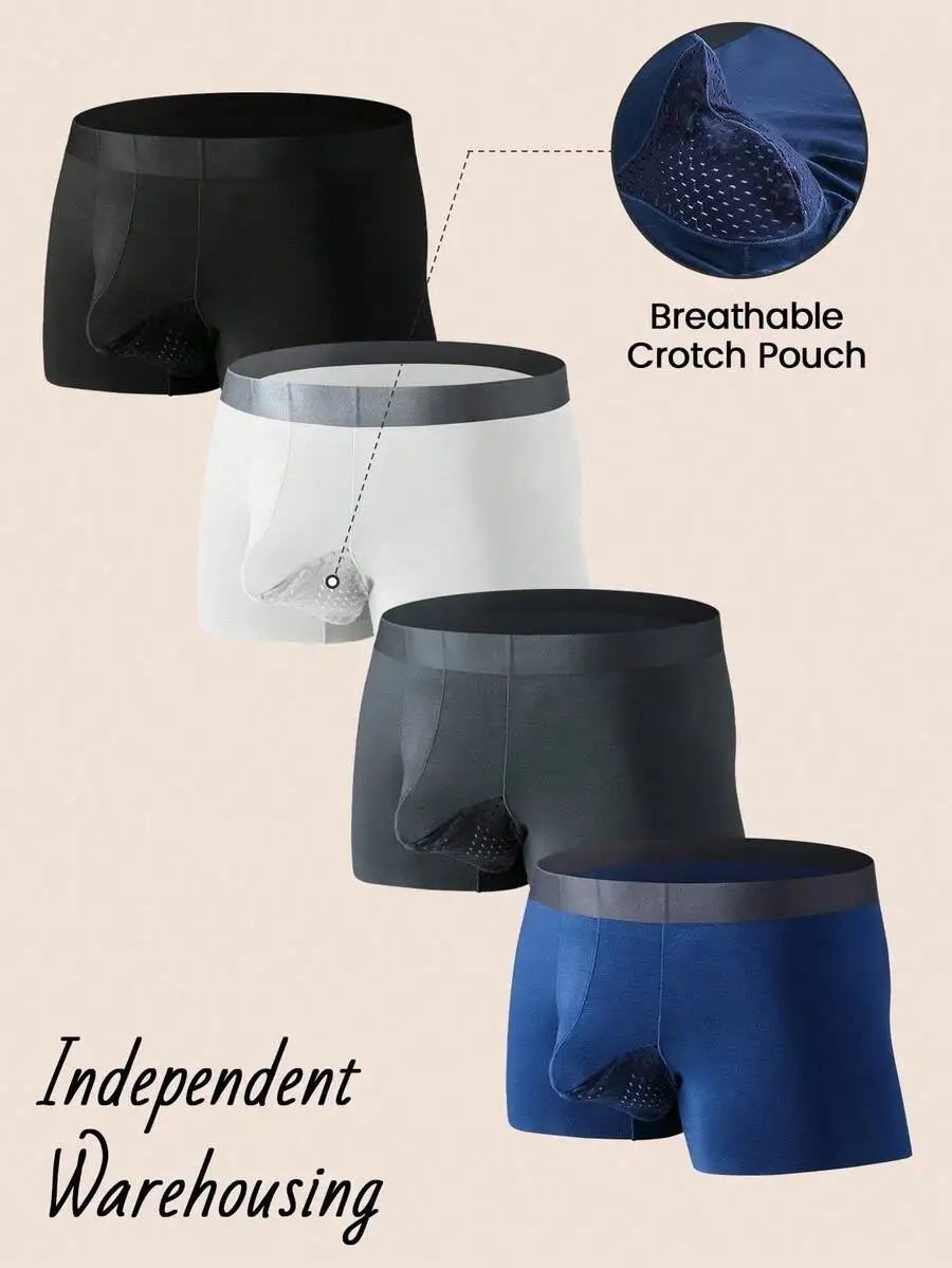4pcs Mens Comfortable Boxer Briefs With Breathable Crotch Pouch
4pcs Mens Comfortable Boxer Briefs With Breathable Crotch Pouch