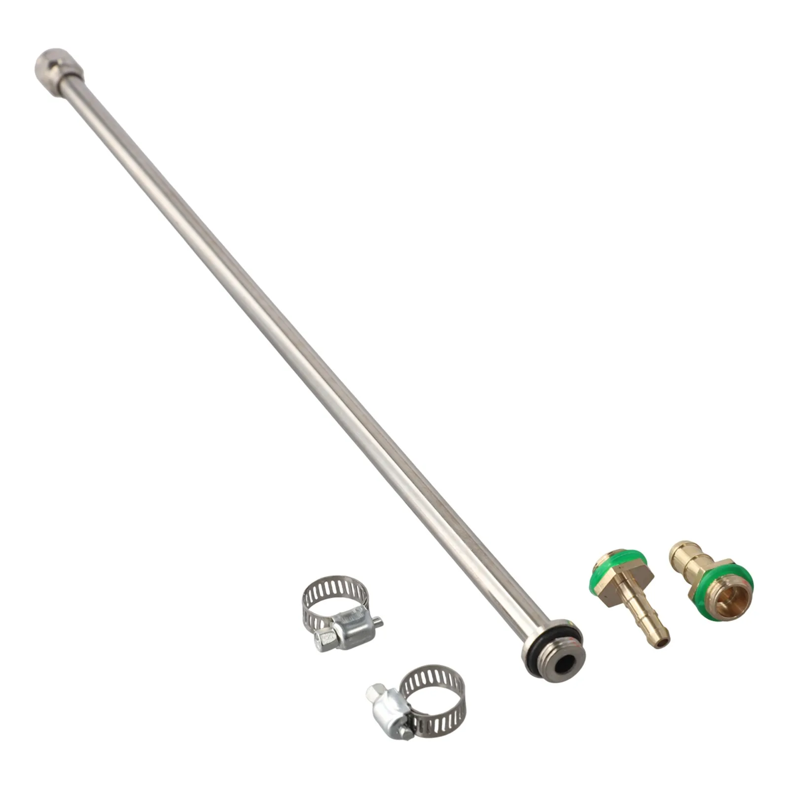 44-дюймовая распылительная палочка с латунными стержнями для подключения шланга и регулируемой насадкой для утечек с хомутами для шлангов
44-дюймовая распылительная палочка с латунными стержнями для подключения шланга и регулируемой насадкой для утечек с хомутами для шлангов