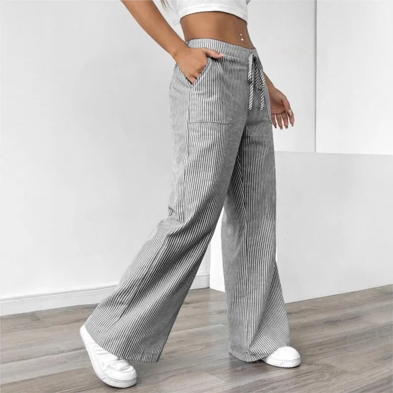 2026 Women's Loose Wide Leg Pants Casual Striped Loose Fit Comfortable Fashionable High Waist Trousers With Pockets For Women
2026 Women's Loose Wide Leg Pants Casual Striped Loose Fit Comfortable Fashionable High Waist Trousers With Pockets For Women