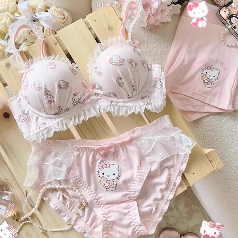 Kawaii Cute Hello Kitty Print Underwear Set Sanrio Women Anime Cotton Bra Briefs Breathable Cartoon Student Sweet Girl Fashion
Kawaii Cute Hello Kitty Print Underwear Set Sanrio Women Anime Cotton Bra Briefs Breathable Cartoon Student Sweet Girl Fashion