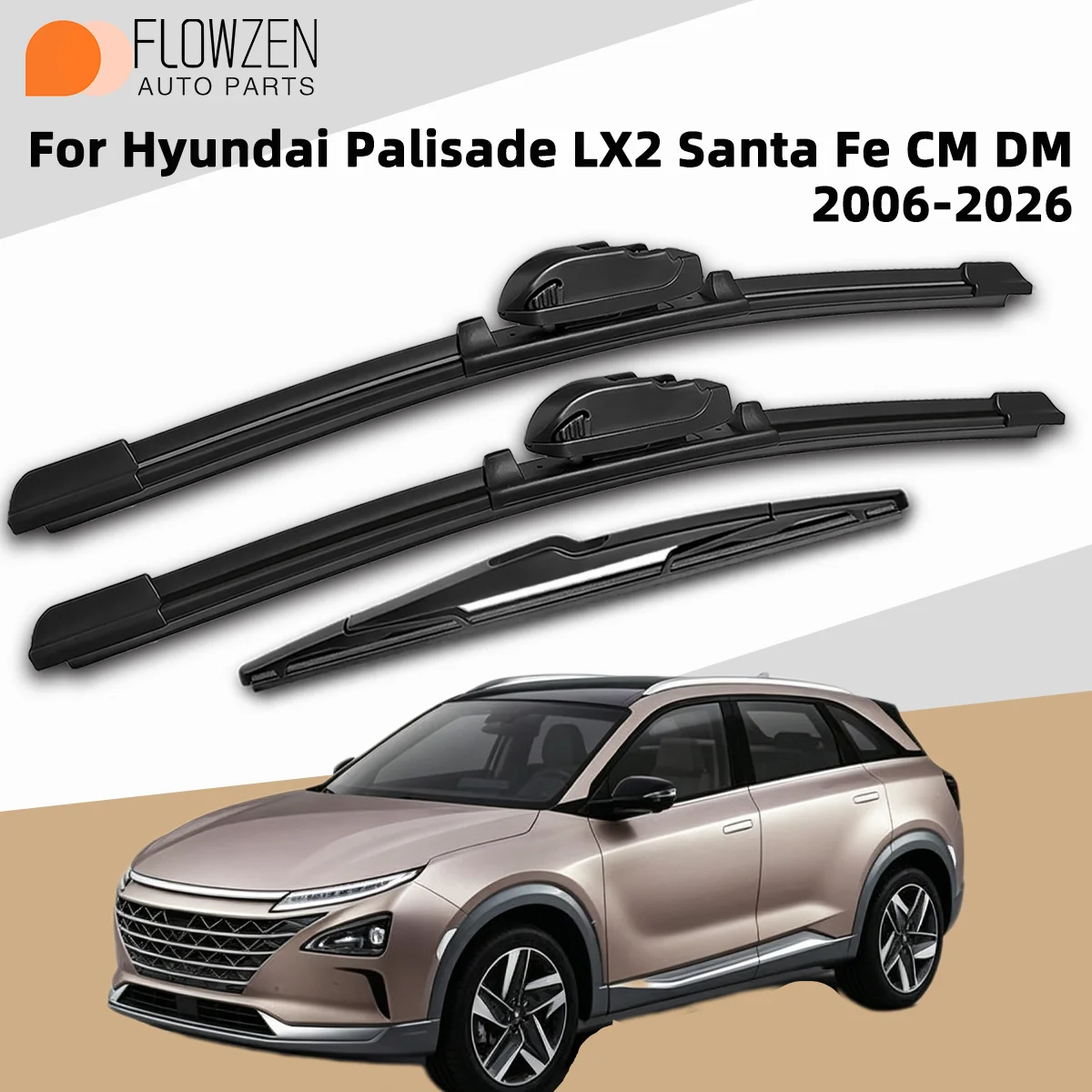 3PCS Front Rear Wiper Blades Fit For Hyundai Palisade LX2 Santa Fe CM DM 2006-2026 Car Premium Quiet Streak-Free Durable Parts
3PCS Front Rear Wiper Blades Fit For Hyundai Palisade LX2 Santa Fe CM DM 2006-2026 Car Premium Quiet Streak-Free Durable Parts