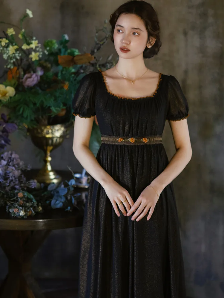 84-96cm Bust Spring Summer Long Dresses For Women French Vintage Elegant Slim Square Neck Puff Sleeve Chiffon Black Empire Dress
84-96cm Bust Spring Summer Long Dresses For Women French Vintage Elegant Slim Square Neck Puff Sleeve Chiffon Black Empire Dress