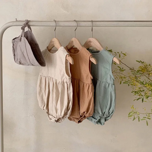 Summer Korean-style children's clothing men'sgirls' Korean-styleartistic, comfortable simplesolid color sleeveless crawling 
Summer Korean-style children's clothing men'sgirls' Korean-styleartistic, comfortable simplesolid color sleeveless crawling