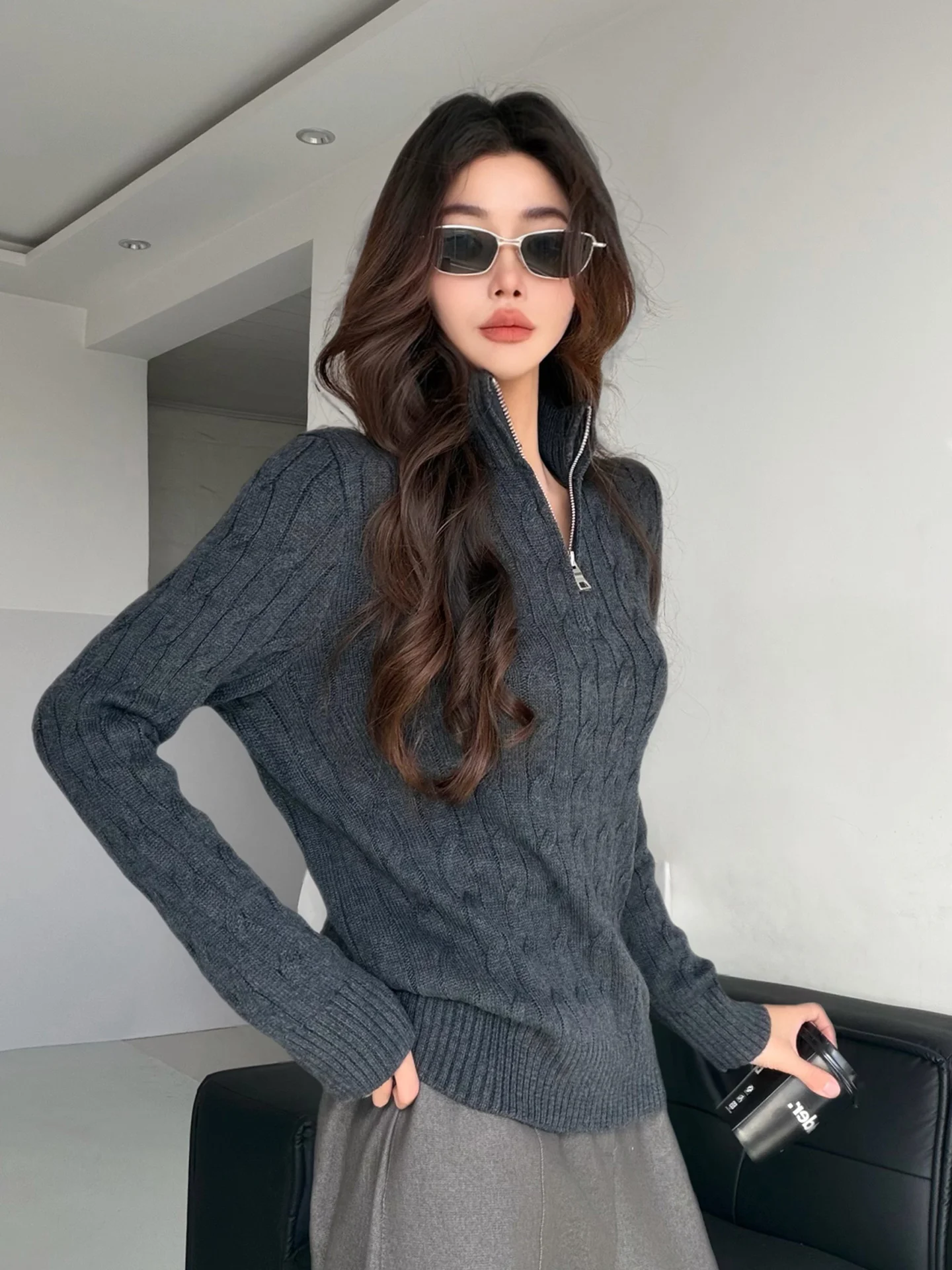 Advanced Vintage f Zip High Ne Knitted Sweater Women's Autumn Winter Slimming Long Sve Overhead Top Loose Fit Sle
Advanced Vintage f Zip High Ne Knitted Sweater Women's Autumn Winter Slimming Long Sve Overhead Top Loose Fit Sle