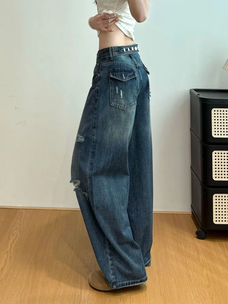 Solid Loose Metal Waist Button Jeans For Women High Waist Vintage Wide Leg Jean Female Clothing
Solid Loose Metal Waist Button Jeans For Women High Waist Vintage Wide Leg Jean Female Clothing