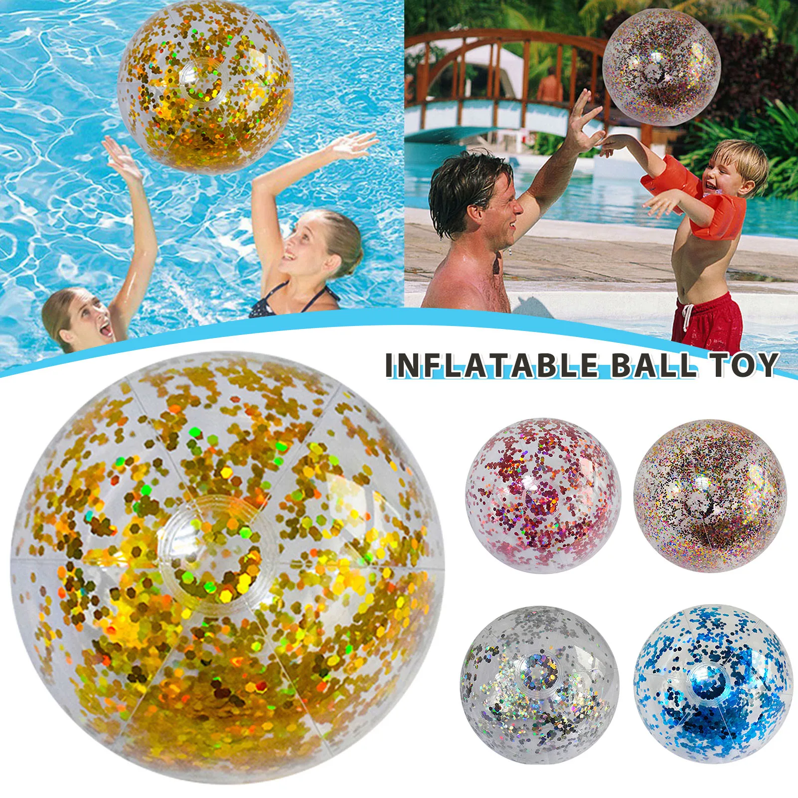 24"/16" Large Inflatable Glitter Pool Beach Ball with Pump for Summer Beach Pool Party Holiday Swimming Toy for Children Adults
24"/16" Large Inflatable Glitter Pool Beach Ball with Pump for Summer Beach Pool Party Holiday Swimming Toy for Children Adults