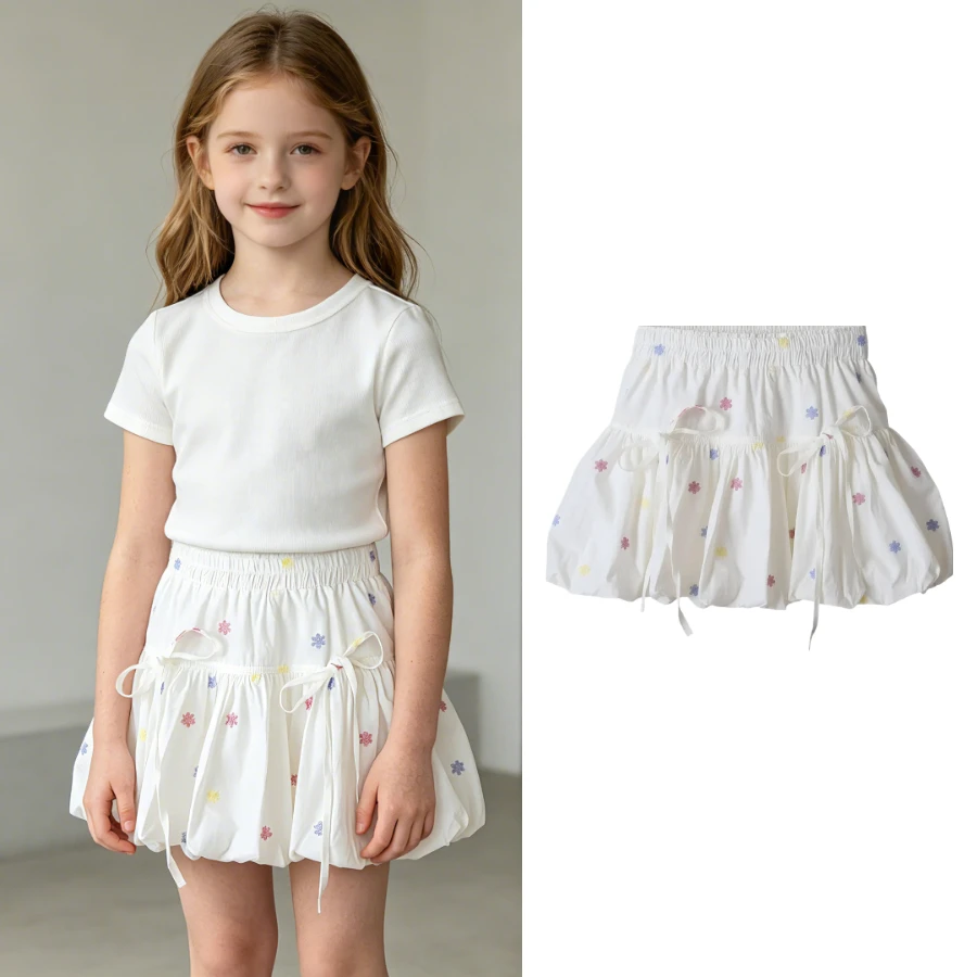 Kids Girls Cute Colorful Floral Embroidered Puff Skirt Cotton A-Line Flared Skirt Children's Summer Vacation Outfit 2-10 Years
Kids Girls Cute Colorful Floral Embroidered Puff Skirt Cotton A-Line Flared Skirt Children's Summer Vacation Outfit 2-10 Years