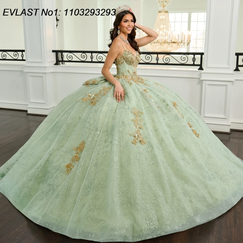 EVLAST Customized 2025 Sage Quinceanera Dress Ball Gown Gold Lace Applique Beaded Bow Corset Sweet 16 Vestido De 15 Anos E1Q502
EVLAST Customized 2025 Sage Quinceanera Dress Ball Gown Gold Lace Applique Beaded Bow Corset Sweet 16 Vestido De 15 Anos E1Q502