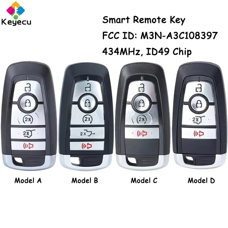 Умный дистанционный ключ KEYECU с 4 5 кнопками, чипом ID49 434 МГц для Ford Mustang Expedition F-Series 2023 2024 Fob FCC # M3N-A3C 108397
Умный дистанционный ключ KEYECU с 4 5 кнопками, чипом ID49 434 МГц для Ford Mustang Expedition F-Series 2023 2024 Fob FCC # M3N-A3C 108397