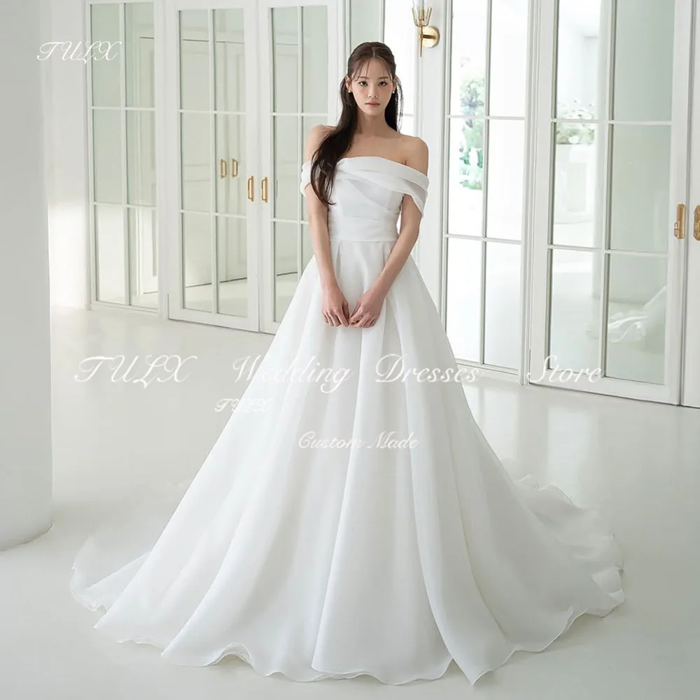 TULX Elegant Ivory Organza Korea Wedding Photo Shoot Dress Off Shoulder Long Sweep Train Bridal Gowns Corset 웨딩드레스 Customized
TULX Elegant Ivory Organza Korea Wedding Photo Shoot Dress Off Shoulder Long Sweep Train Bridal Gowns Corset 웨딩드레스 Customized