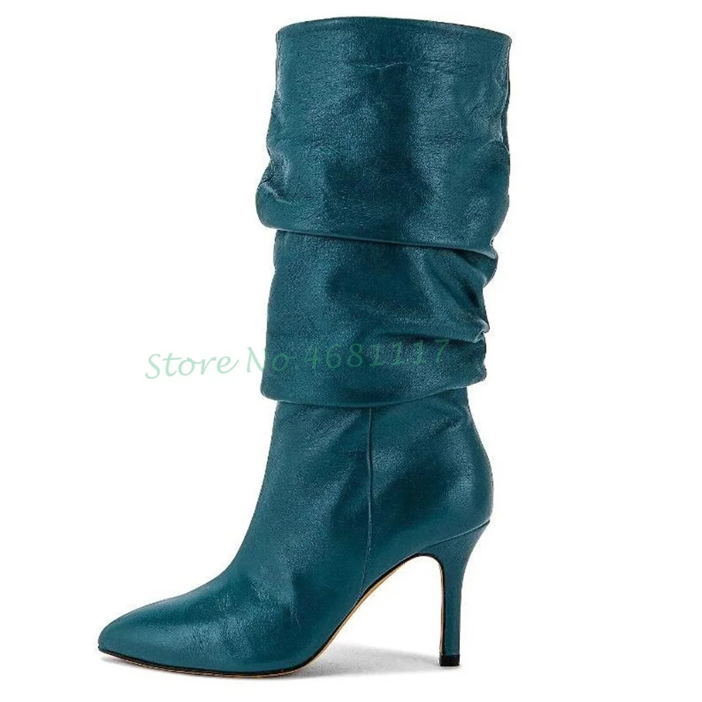 Dark Green Pleated Boots Women Elegant Mid Calf Fine Flash Boots Thin Heels Pointed Toe Slim Women's Fashion Solid Slip On Boots
Dark Green Pleated Boots Women Elegant Mid Calf Fine Flash Boots Thin Heels Pointed Toe Slim Women's Fashion Solid Slip On Boots