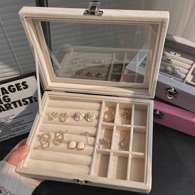 High Quality Flannel Storage Box Glass Cover Drawer Type Jewelry Display Packaging Earrings Ring Bracelet Tray Holder Organizer
High Quality Flannel Storage Box Glass Cover Drawer Type Jewelry Display Packaging Earrings Ring Bracelet Tray Holder Organizer