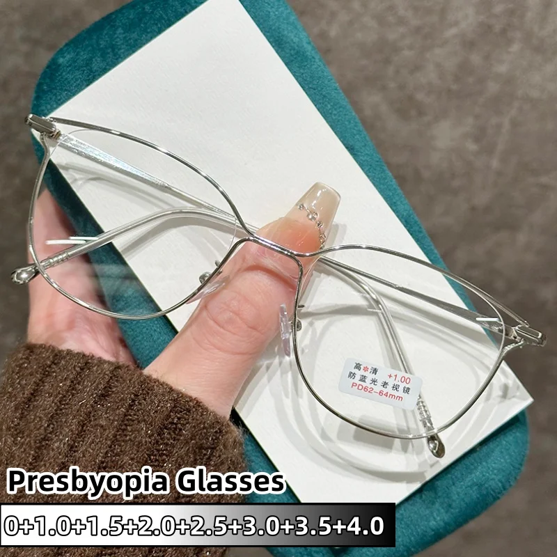 Metal Full Frame Presbyopia Glasses Fashion Anti-slip Unisex Ultra Light Non-pressure Blue Light Blocking Eyeglasses 0 To +4.0
Metal Full Frame Presbyopia Glasses Fashion Anti-slip Unisex Ultra Light Non-pressure Blue Light Blocking Eyeglasses 0 To +4.0