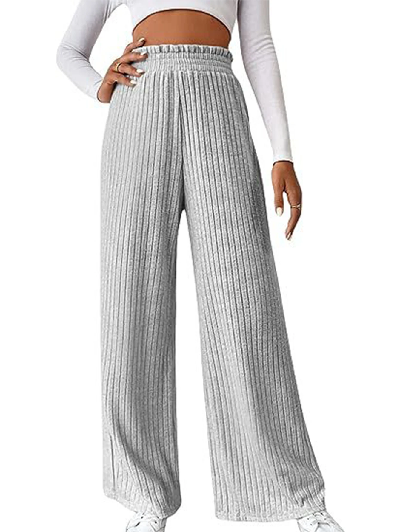 Women Pants Knitted Summer Elastic High Waist Pants for Women Trousers Casual Wide Leg Pants
Women Pants Knitted Summer Elastic High Waist Pants for Women Trousers Casual Wide Leg Pants