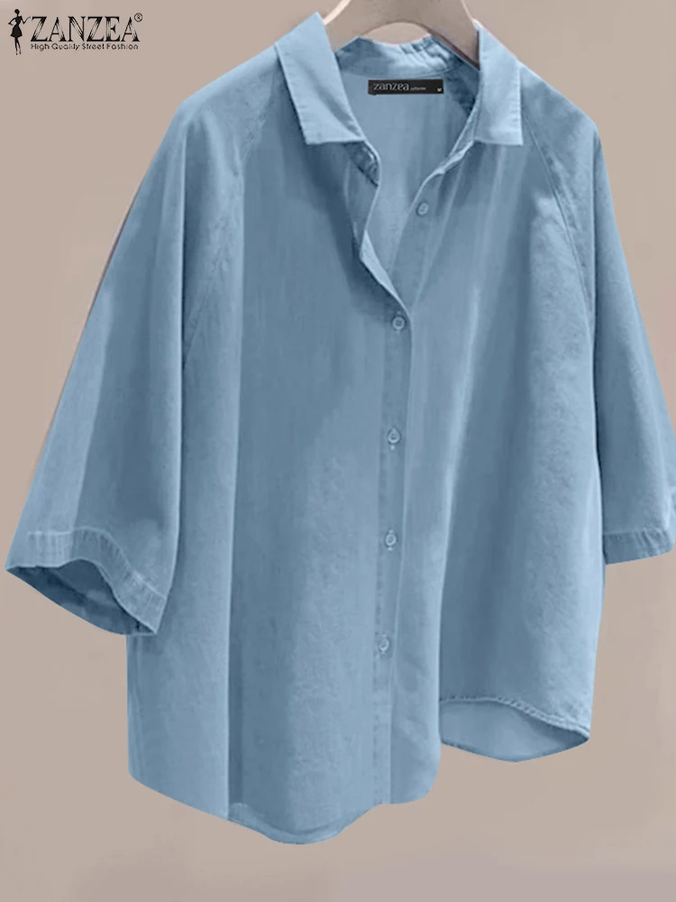 ZANZEA Elegant Lapel Neck 3/4 Sleeve Work Blouse Women Summer Shirt Casual Button Chemise Solid Loose Blusas Mujer Spring Tops
ZANZEA Elegant Lapel Neck 3/4 Sleeve Work Blouse Women Summer Shirt Casual Button Chemise Solid Loose Blusas Mujer Spring Tops