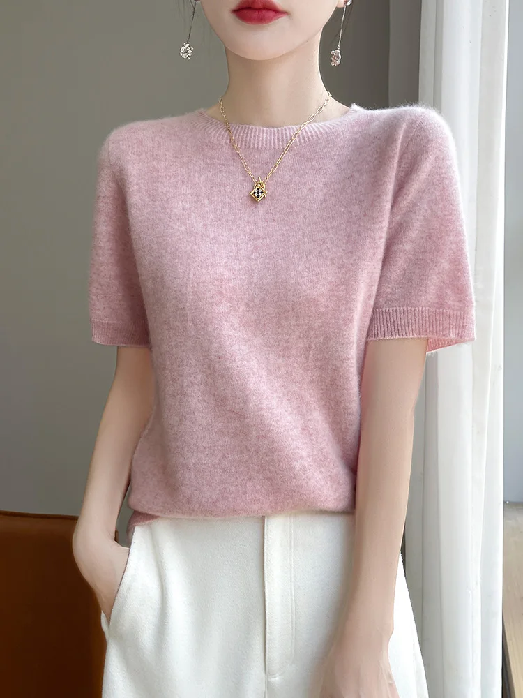 Fashion Basic Spring Summer Merino Wool Sweater O-Neck Cashmere Pullover Solid Color Soft Short Sleeve Shirt Clothing Tops
Fashion Basic Spring Summer Merino Wool Sweater O-Neck Cashmere Pullover Solid Color Soft Short Sleeve Shirt Clothing Tops