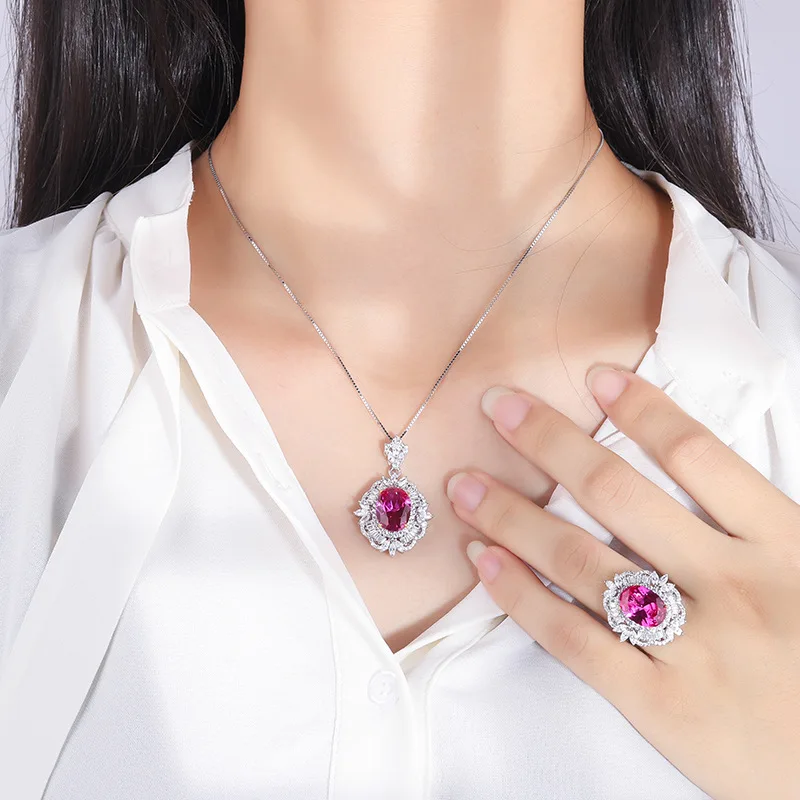 18K Gold Set with PT950 Platinum Rose Ruby Retro Style Pendant Ring Set Main Stone 10*14
18K Gold Set with PT950 Platinum Rose Ruby Retro Style Pendant Ring Set Main Stone 10*14