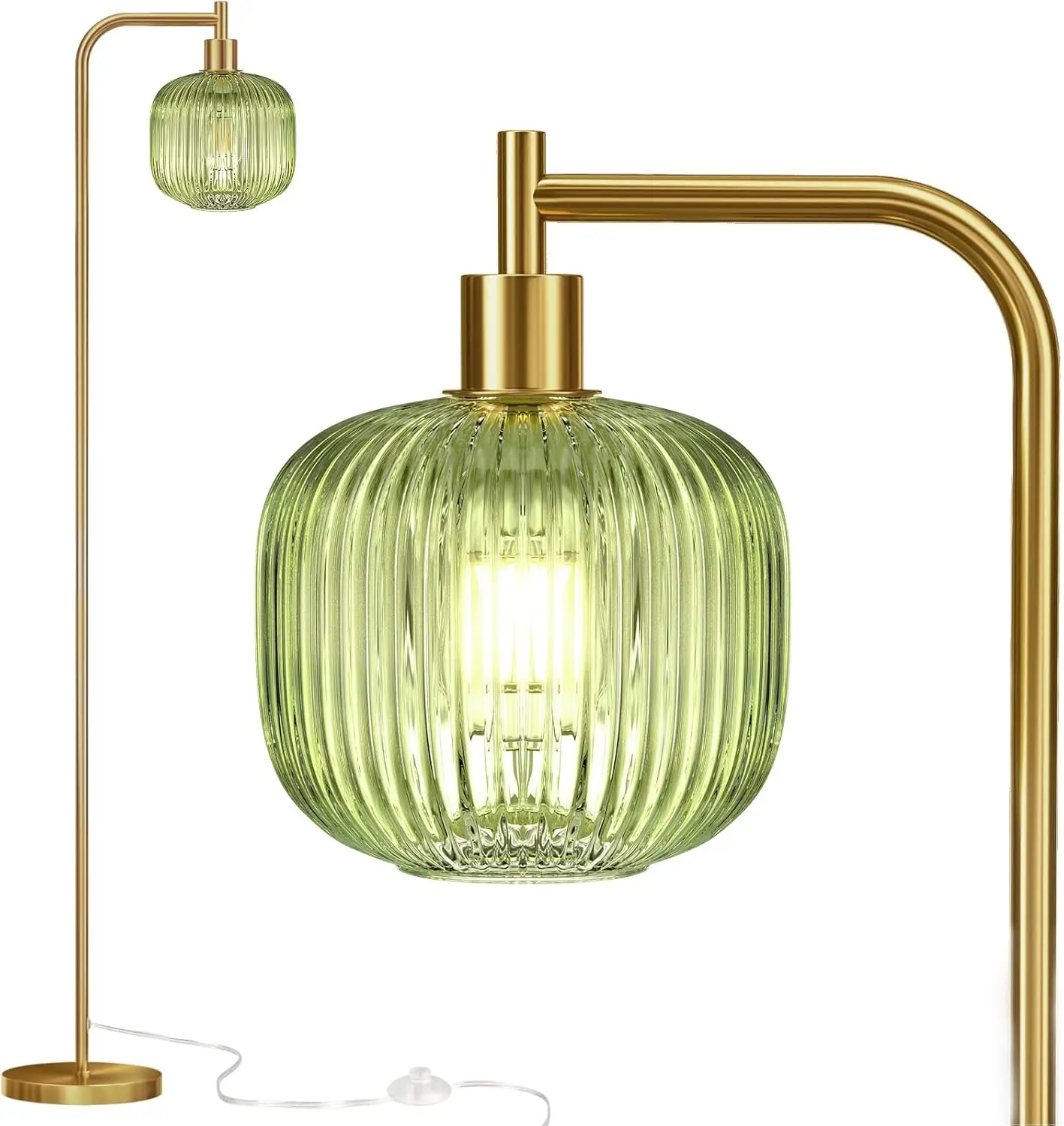 Modern Glass Floor Lamp with Ribbed Shade, Pedal Switch, and LED Bulb for Living Room or Bedroom
Modern Glass Floor Lamp with Ribbed Shade, Pedal Switch, and LED Bulb for Living Room or Bedroom