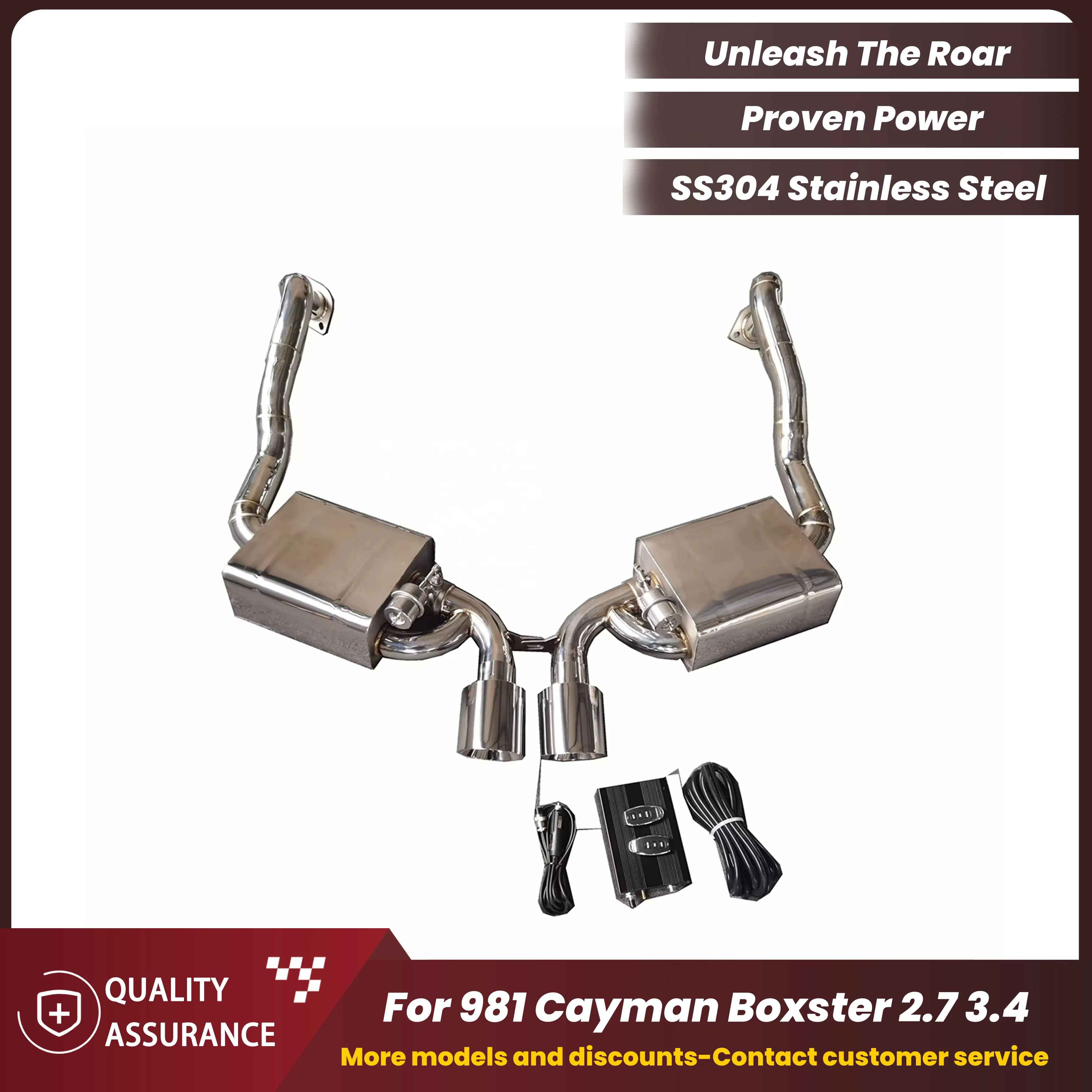 Premium Valve Control SUS304 Catback Exhaust for Porsche 981 Cayman Boxster 2.7 3.4 2012-2016 by ECCF
Premium Valve Control SUS304 Catback Exhaust for Porsche 981 Cayman Boxster 2.7 3.4 2012-2016 by ECCF