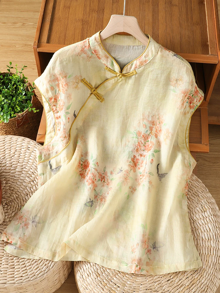 New Chinese Style Printed Cotton Linen Short Sleeve Shirt Women's Zen Study Stand Collar Button Tea Costume Small Cotton Line...
New Chinese Style Printed Cotton Linen Short Sleeve Shirt Women's Zen Study Stand Collar Button Tea Costume Small Cotton Line...