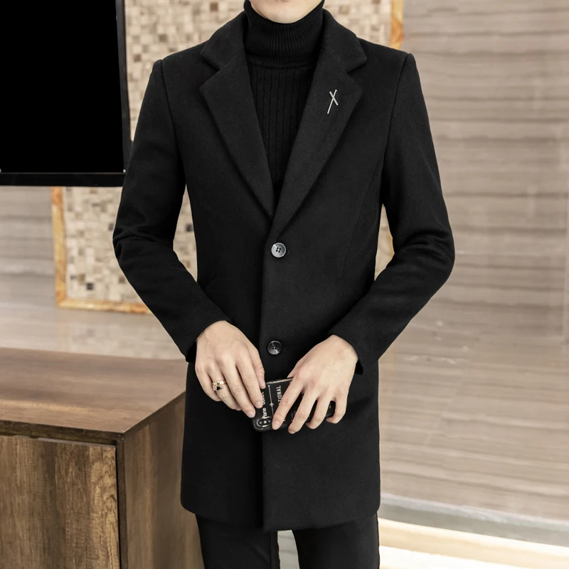 For Autumn and Winter High-quality men's fashionable and stylish mid-length solid color woolen and cotton thick coat
For Autumn and Winter High-quality men's fashionable and stylish mid-length solid color woolen and cotton thick coat