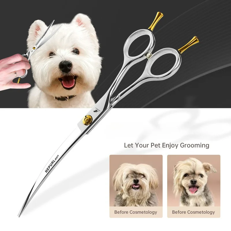 Professional High Quality 7.0/7.5 Inch Curved Scissors 25° Curved Scissors For Trimming Dog's Round Head Pet Grooming Tools
Professional High Quality 7.0/7.5 Inch Curved Scissors 25° Curved Scissors For Trimming Dog's Round Head Pet Grooming Tools