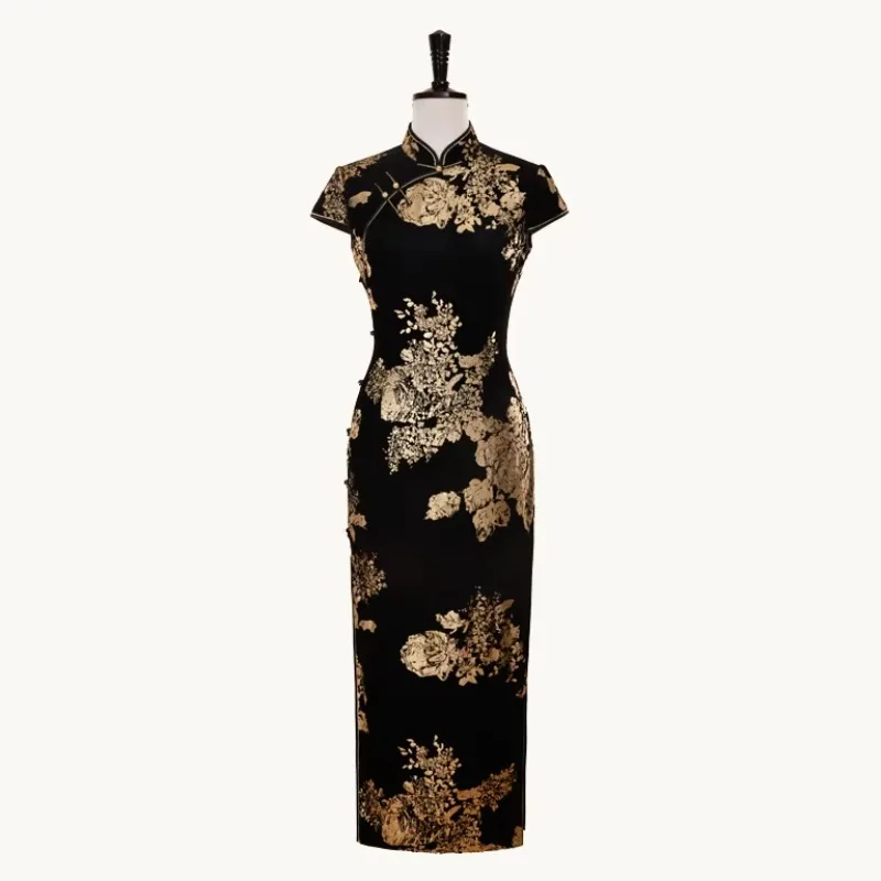 New Launched 2026 Grade Banquet Velvet Qipao Golden Floral Black Dress New Chinese Style Luxury Clothing For Wedding
New Launched 2026 Grade Banquet Velvet Qipao Golden Floral Black Dress New Chinese Style Luxury Clothing For Wedding